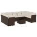 vidaXL 10-delige Loungeset met Kussens Poly Rattan Bruin