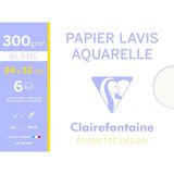 Clairefontaine Aquarelpapier 240 x 320 mm 300g Wit 6 Stuks