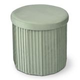 Merkloos Relaxdays Poef met opbergruimte - 38 cm - fluweel - salie