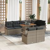 vidaXL Tuinbank Set 9 stuks Grijs Polyrattan