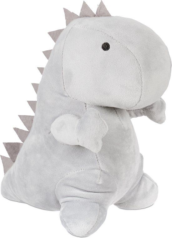 Merkloos Relaxdays Deurstopper Dinosaurus - Stof - Zand - Grijs - 23 x 14 x 21 cm
