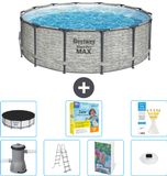 Bestway Rond Steel Pro MAX Zwembad - Steenprint - 427 x 122 cm
