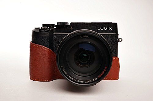 TP Handgemaakte Echt Lederen Half Camera Case Tas Cover voor Panasonic GX8 - Bruin