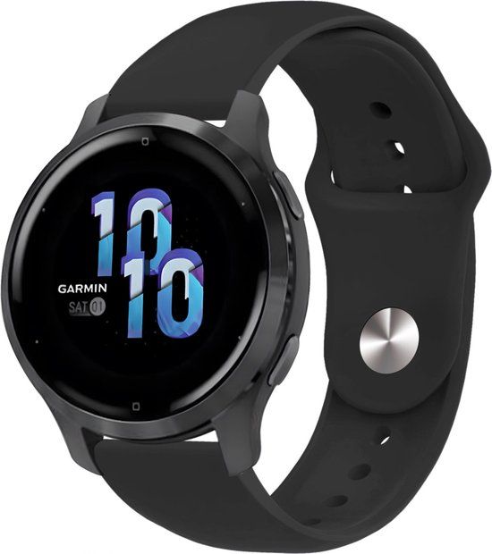 iMoshion Bandje Geschikt voor Garmin Venu 2 - Garmin Fenix 6 (Pro) / 7 (S) - Garmin Vivoactive 4 - Siliconen bandje met ronde sluiting - Zwart