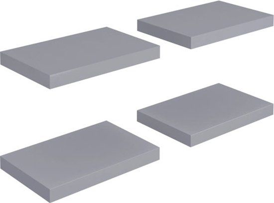 vidaXL Zwevende Wandschappen - Set van 4 - Grijs