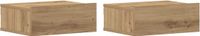 vidaXL Nachtkastjes - Set van 2 - Zwevend - 40x32x15 cm - Hout - Artisanaal Eiken