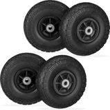 Merkloos 4x steekwagenwiel anti-lek - 4.1/3.5-4 - rubberen band - reservewiel zwart