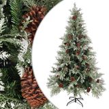 vidaXL Sapin de Noël avec pommes de pin 195 cm PVC et PE vert et blanc
