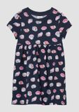 s.Oliver - Jurk met dierenprint - Lange mouw - Ronde hals - A-lijn - Diepblauw - 100% Katoen - Kindermaat 122