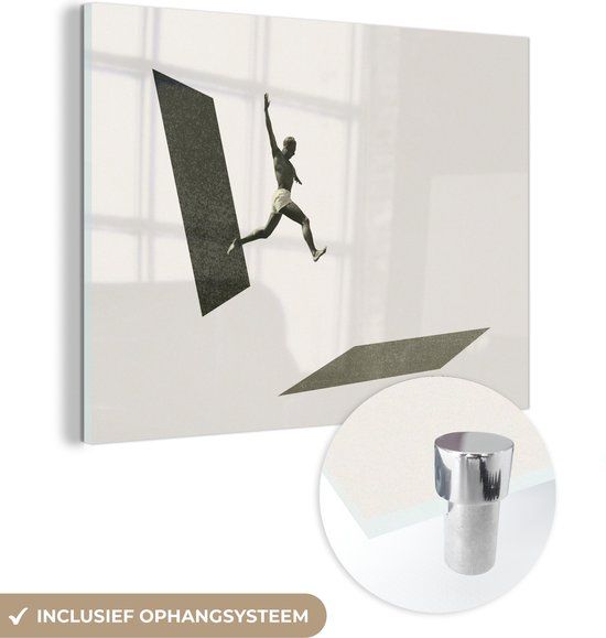 MuchoWow® Glass Painting 160x120 cm - Acrylic Glass Painting - Vintage - Man - Design - Photo on Glass - Paintings