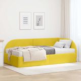 vidaXL Hoekbedframe met Matras - Geel - Fluweel - 100 x 200 cm