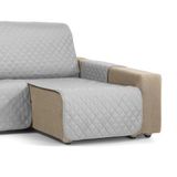 Martina Home Bekleding voor chaise longue, gewatteerd, barnsteen, 200 cm, grijs