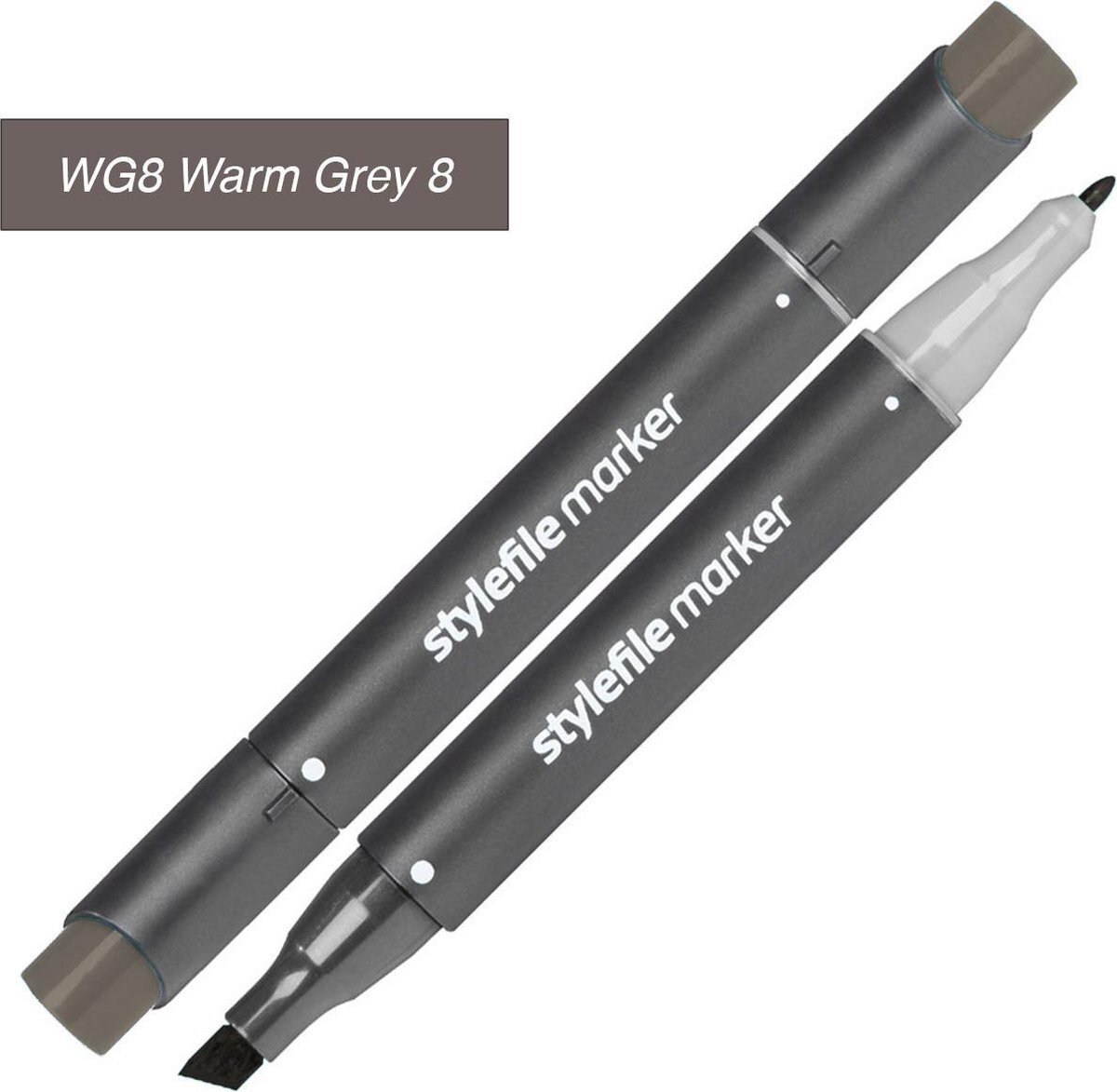 Stylefile Markers Stylefile Twin Marker - Warm Grijs 8 - Deze hoge kwaliteit stift is ideaal voor designers, architecten, graffiti artiesten, cartoonisten, & ontwerp studenten