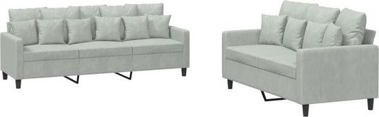 vidaXL 2-delige Loungeset met kussens fluweel lichtgrijs