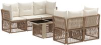 vidaXL Tuinbank Set 6-delig Beige Polyrotan