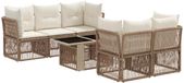 vidaXL Tuinbank Set 6-delig Beige Polyrotan