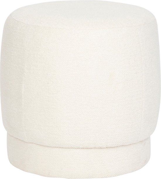 Bouclé Poef Ø 39 cm Adeline Wit - Design - Wit - Rond - Polyester