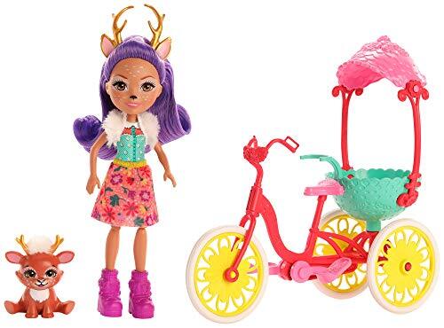 Enchantimals GJX30 Enchantisch speelset voor fiets, met Danessa Deer pop, dierenvrienden, sprint en fiets, speelgoed vanaf 4 jaar