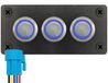 ProRide Interrupteurs à pression métalliques ON-OFF 220V - 16mm - Panneau encastré triple - IP67 - Indicateur LED Bleu