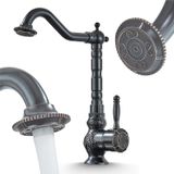 Ari Wasbakmengkraan Antique, retro design, draaibare afvoer 360 graden, keramische cartridge, zwart gepatiniseerd messing