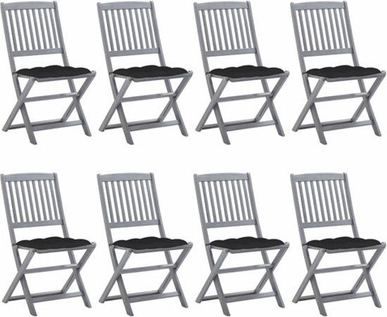 VidaXL Tuinstoelen 8 stuks Acaciahout Zwart
