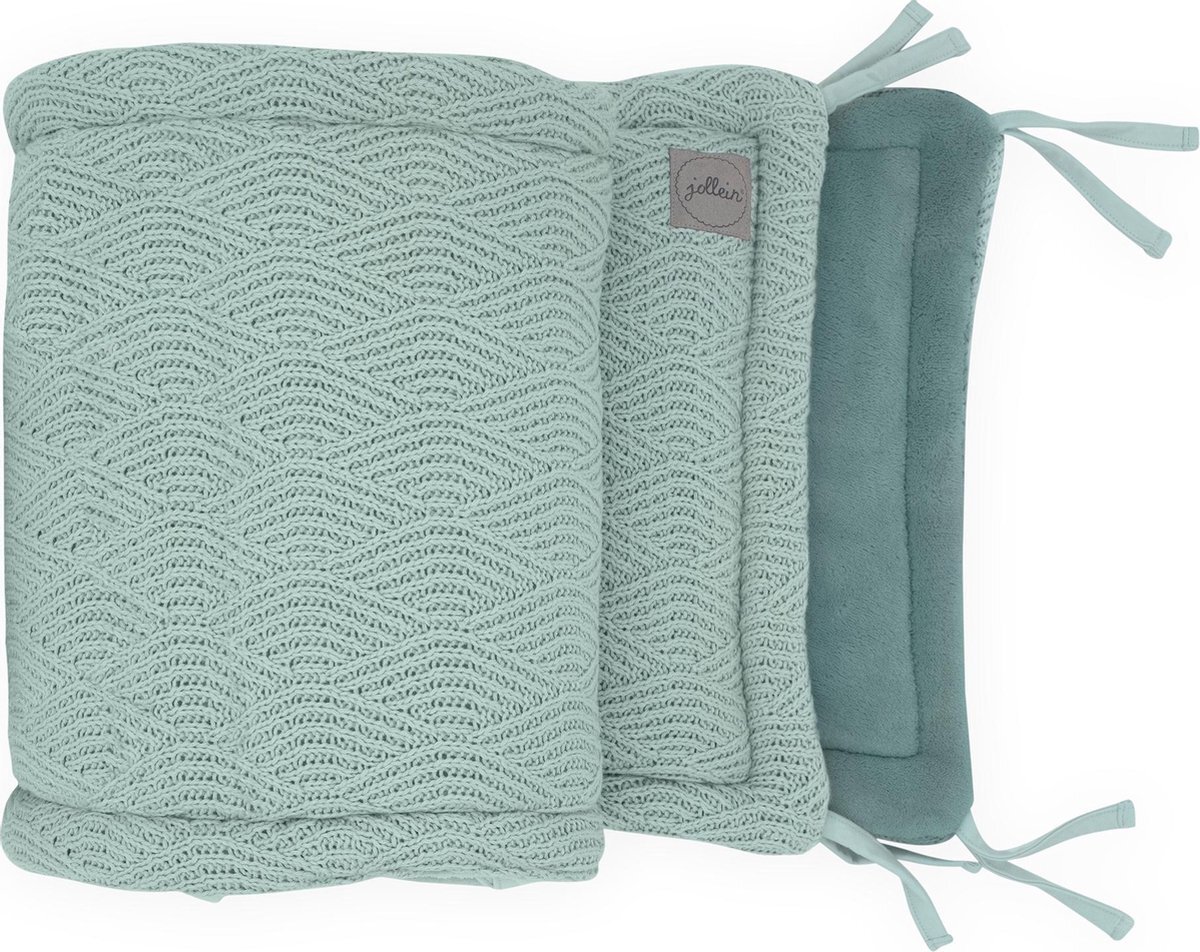 Jollein River knit Box/bedbumper 35x180cm ash green groen