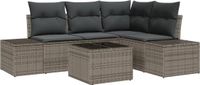 vidaXL Tuinbank Set met Opslag Lichtgrijs Polyrattan