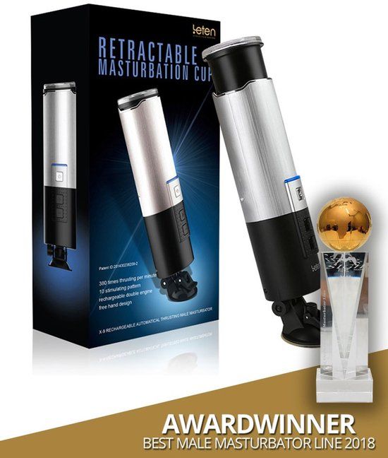Leten X-9 Telescopische Masturbator - Zilver - Handsfree - 380 trekbewegingen per minuut
