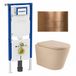 Geberit QeramiQ Dely Toiletset - 36.3x51.7cm - Diepspoel - Rimless - Geberit UP720 Inbouwreservoir - Softclose Toilet Zitting - 35mm - Gunmetal Bedieningsplaat - Ronde Knoppen - Mat Beige