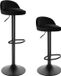 Happiq Tabourets de bar Hydro - Lot de 2 - Avec dossier - Velours - Noir