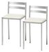 Deux chaises de cuisine avec dossier, similicuir, blanc, hauteur d'assise 45 cm