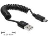Delock USB 2.0 A Male naar Mini Male Kabel - 0.6m - Zwart