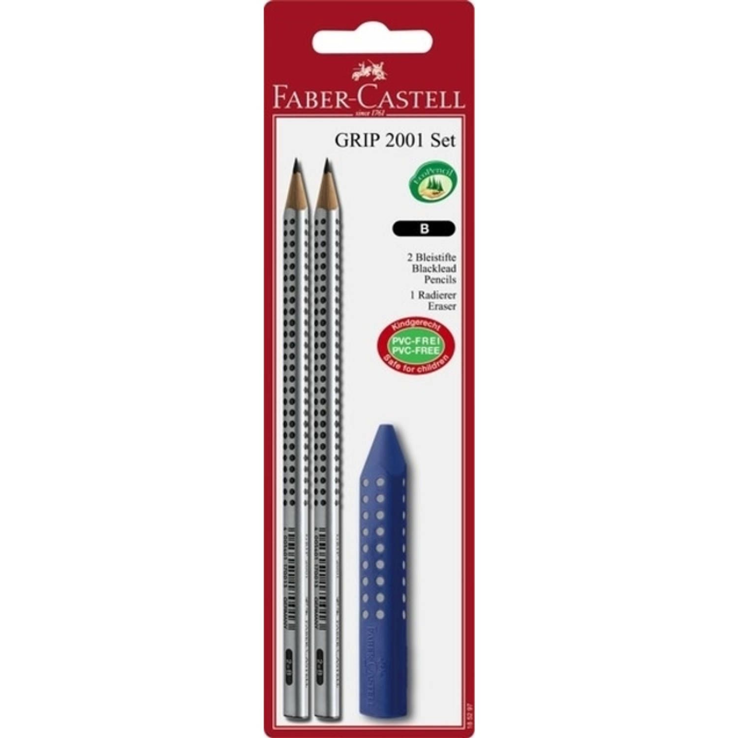 Faber-Castell FC Grip 2001 Potloodset - 2 x B + Gum