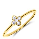 Lucardi Dames Zilverne goldplated ring bloem zirkonia - Ring - 925 Zilver - Goudkleurig - 18.50 / 58 mm