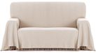 Elzusha - Couverture matelassée jacquard multifonctionnelle avec franges, beige, 230 x 260 cm