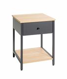 HAKU Bijzettafel met lade antraciet eiken naturel metaal spaanplaat salontafel sofatafel met lade - Maat: B 40 cm x H 55 cm x D 40 cm, Stijl: Modern