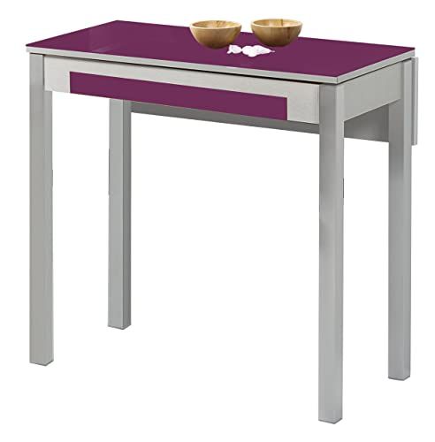 ASTIMESA Keukentafel - Metaal - Aubergine - 80 x 40 cm - Uittrekbaar 80 x 60 cm