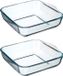 Secret de Gourmet - Ovenschaal vierkant - Transparant glas - 22 x 6 cm - 2 stuks