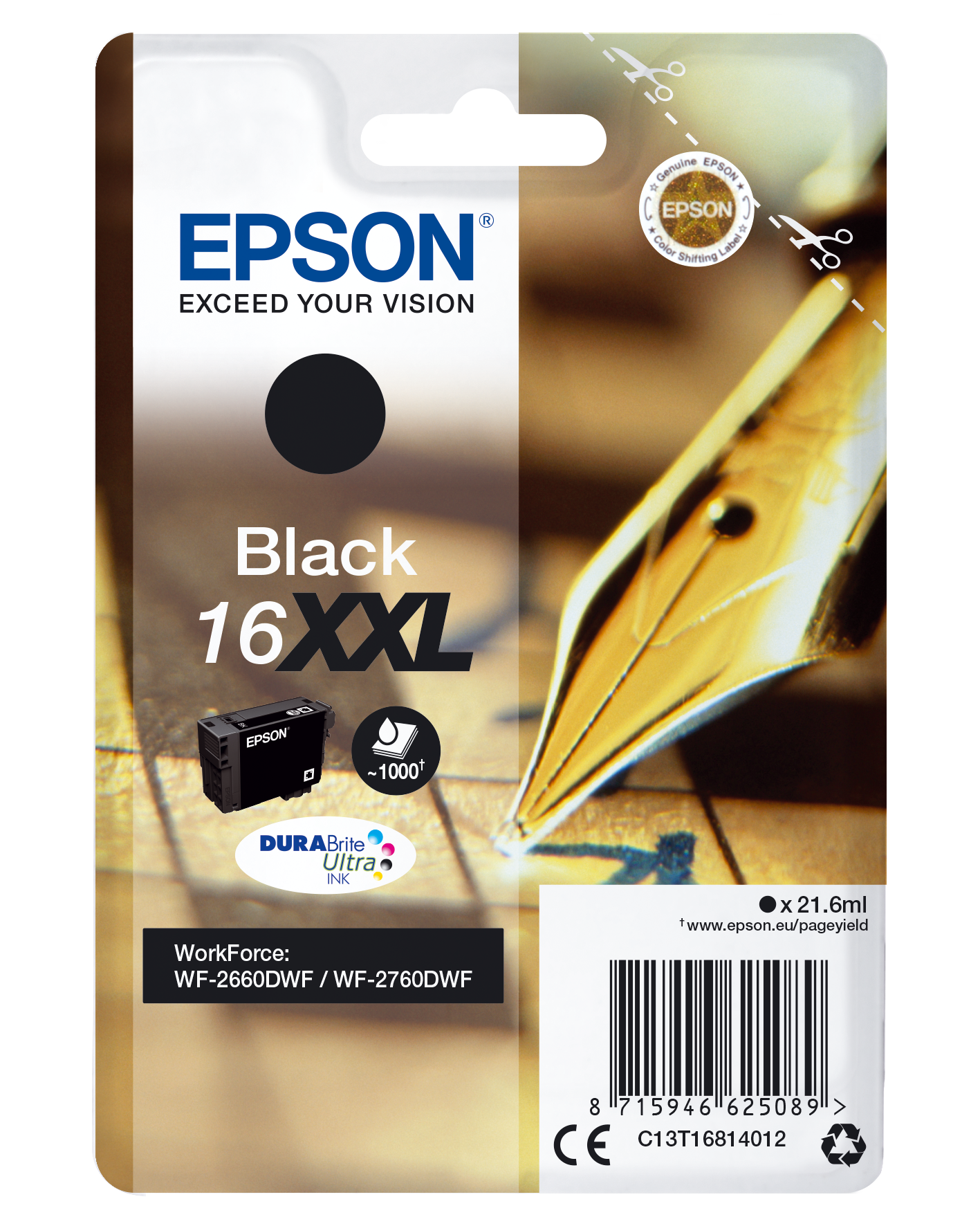 Epson Singlepack Black 16XXL DURABrite Ultra Ink single pack / zwart