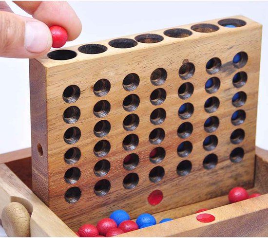 logicagiochi Logica Giochi Houten Bordspel 4 op één Rij - Denkspel - Hout - Reisspel