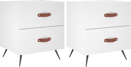 vidaXL Nachtkastjes - 2 stuks - bewerkt hout - wit