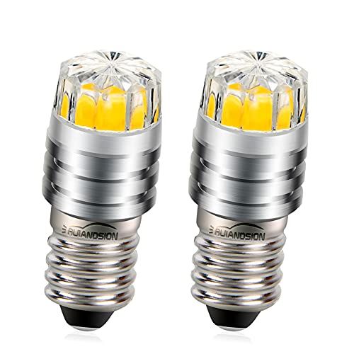 Ruiandsion 2 stuks 2 W COB 3 V E10 LED reservelamp voor zaklamp, 4300 K warm wit