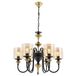 Opviq Vintage geïnspireerde kroonluchter, metalen body, 100 cm hoogte, 62 cm diameter, 6 x E27 Max 40W, zwarte & vintage afwerking, glamoureus Amerikaans traditioneel design