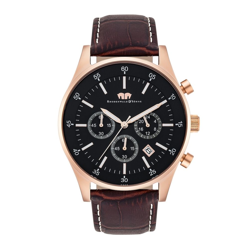 Rhodenwald & Söhne Chronograaf Goodwill Roségoud Chocolade Herenhorloge