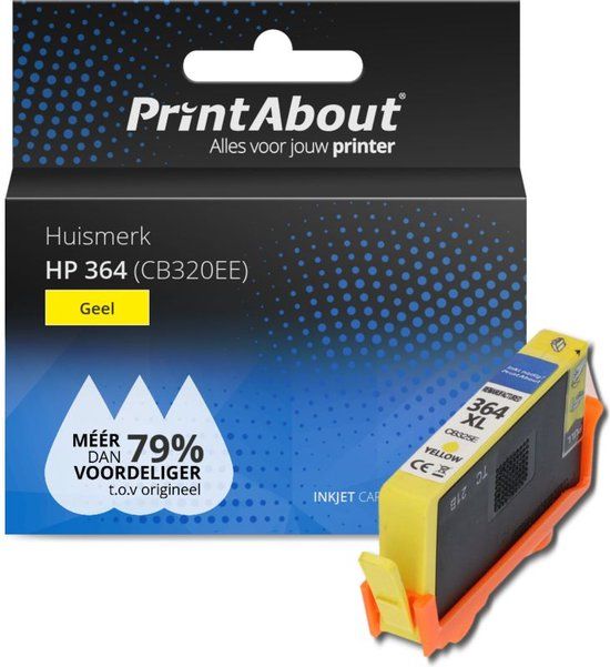 PrintAbout Huismerk HP 364 (CB320EE) Inktcartridge Geel - Compatibel