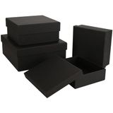 ASelected 4 stuks zwarte geschenkdoos geschenkdoos met deksel vierkante papieren geschenkdozen 4 verschillende maten Valentijnsdag, cadeau verjaardagen, feestdagen voor geschenken, bruidsmeisjes,