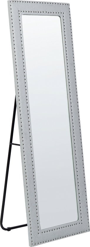 Beliani locronan - staande spiegel-grijs-kunstleer