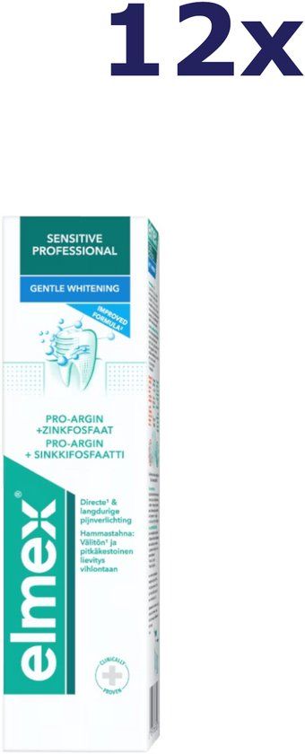12 Elmex Tandpasta Sensitive Professional Gentle Whitening - 12 x 75 ml - Voordeelverpakking
