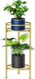Merkloos Elegant Metalen Plantenstandaard voor Binnen en Buiten - 2 Lagen Verhoogde Bloemenrek van 60 cm Hoog