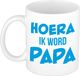 Bellatio Decorations Hoera ik word papa mok / beker wit met blauwe letters 300 ml - aanstaande vader cadeau mok